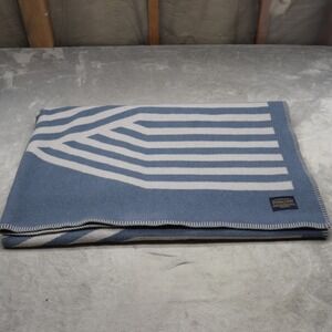 Pendleton Wool Blanket Blue Adobe Modernist ARrow Eagle Tag RARE USA 1940s 52x66